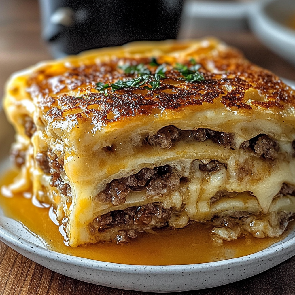 Recipe preparation for Pancake Sausage Casserole Bake