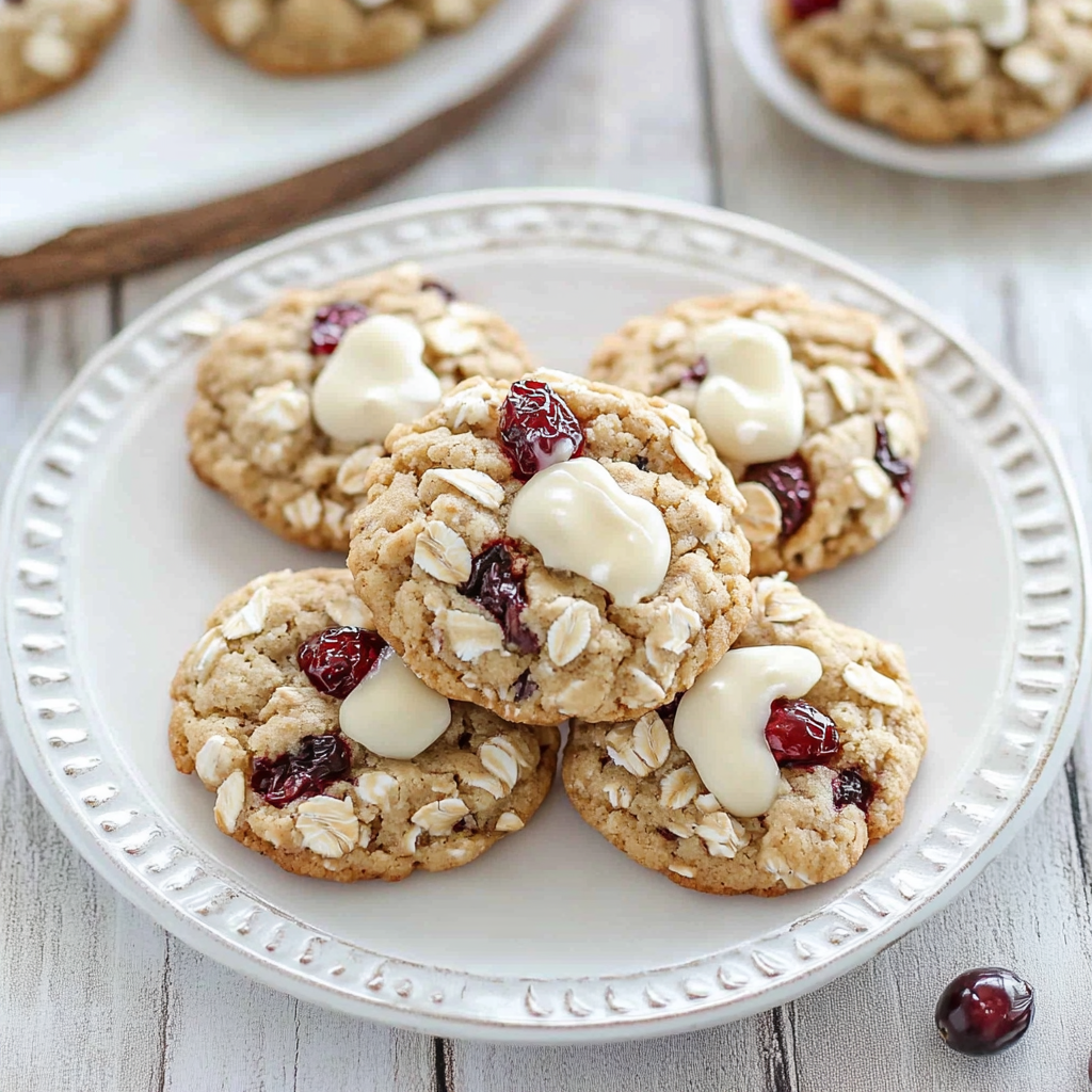 Recipe preparation for White Chocolate Cranberry Oatmeal Cookies