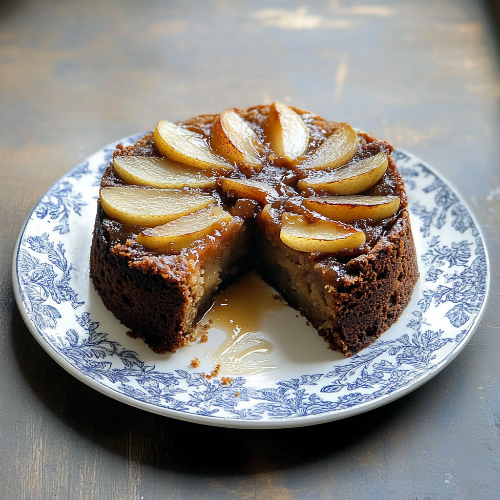 Recipe preparation for Gingerbread Pear Dump Cake