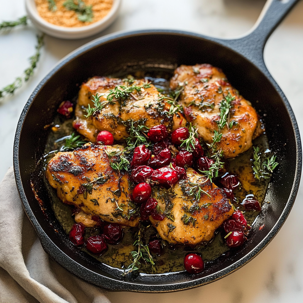 Recipe preparation for Cranberry Chicken with Herbs