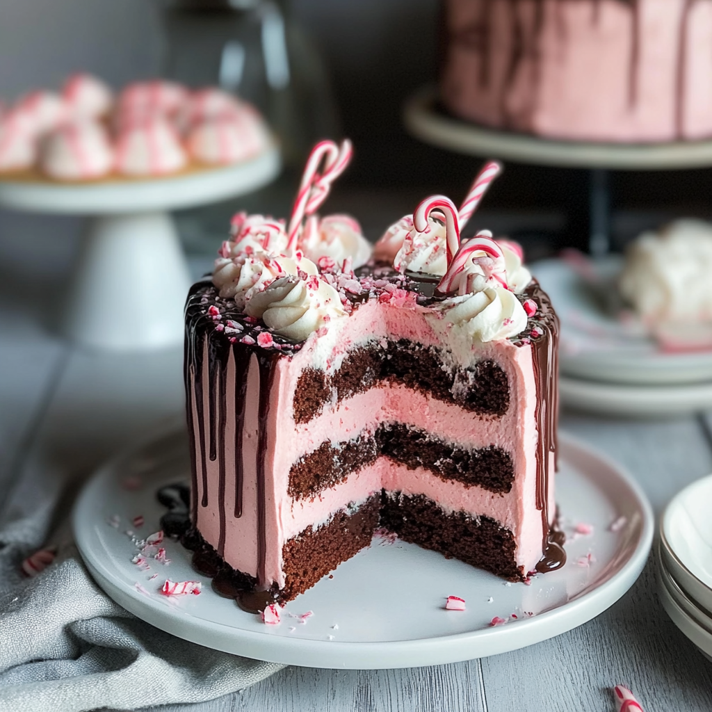 Recipe preparation for Holiday Peppermint Cake