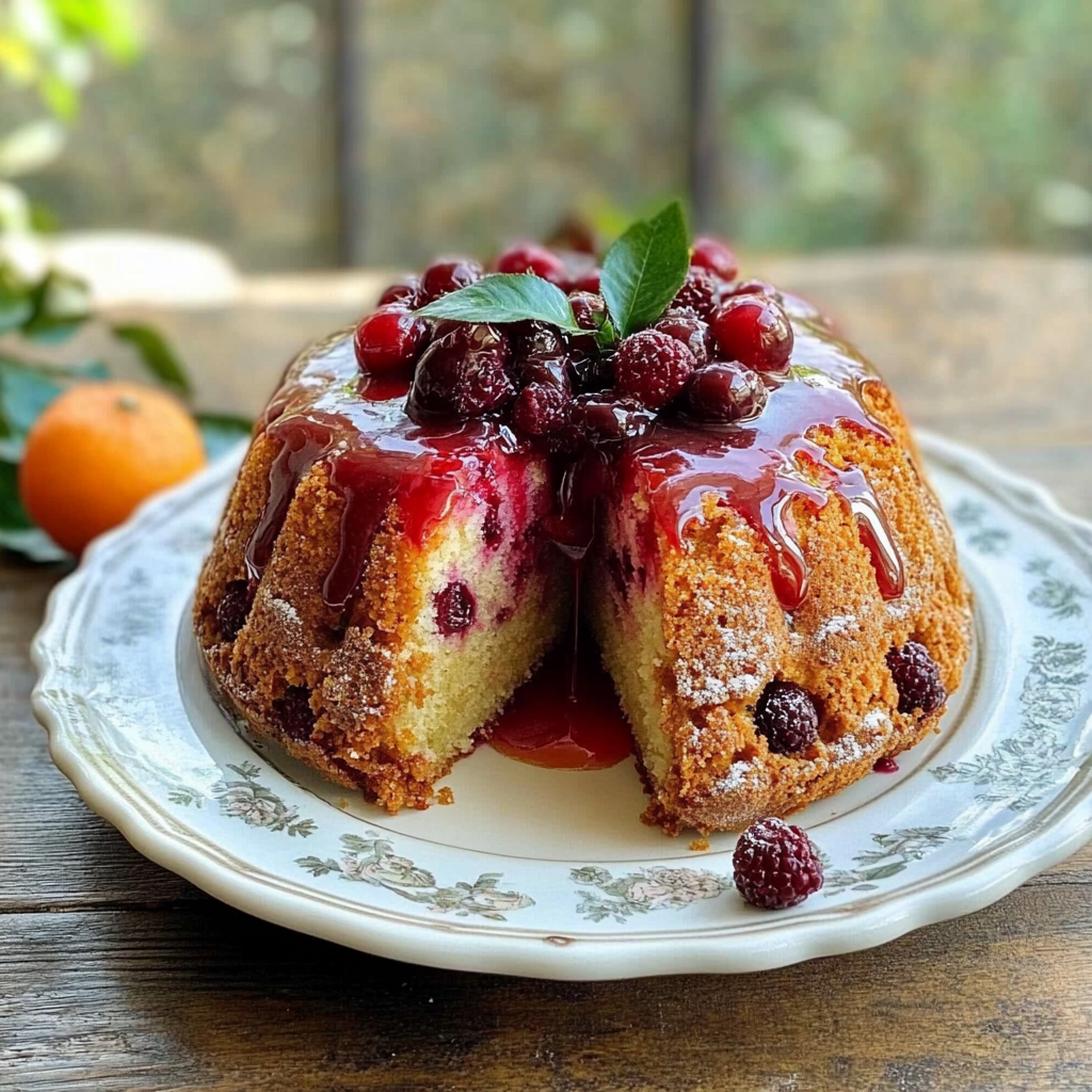 Recipe preparation for Cranberry Cake with Orange Glaze