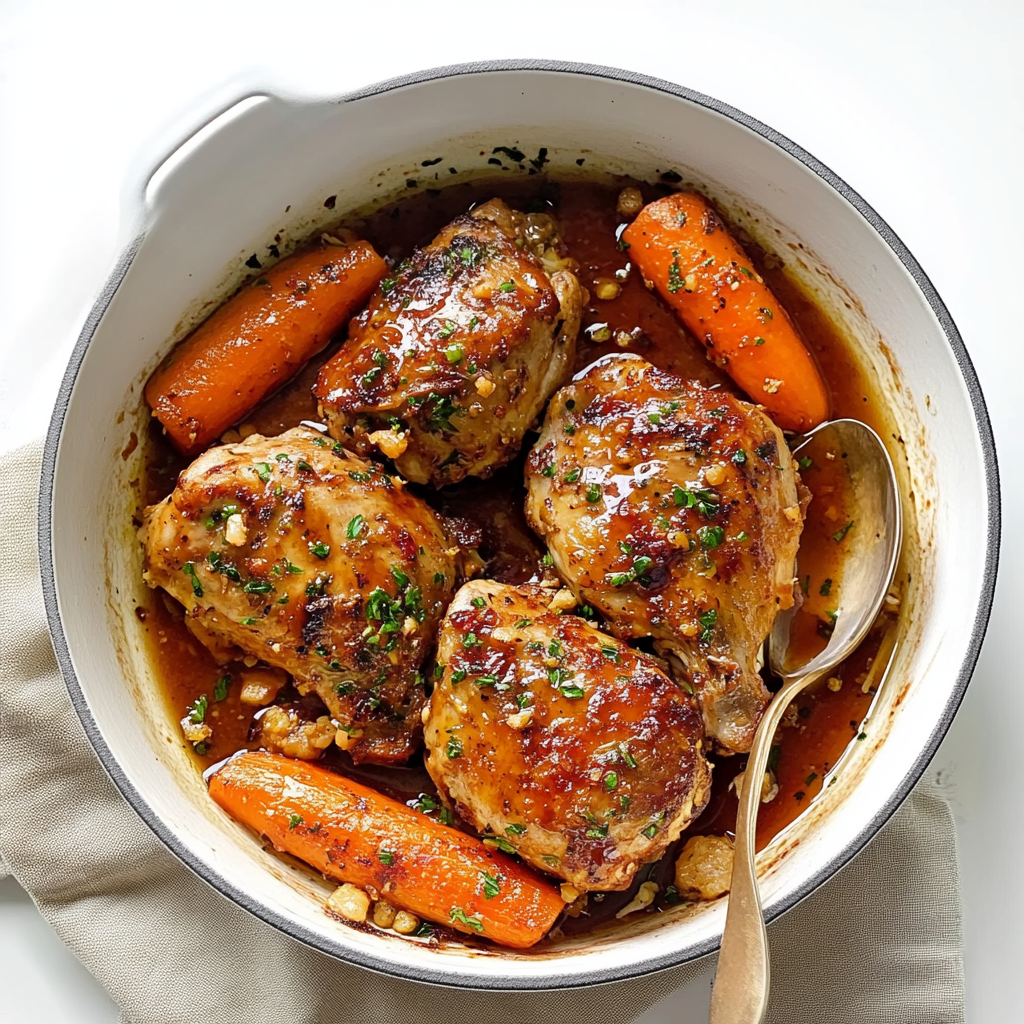 Recipe preparation for Roasted Pomegranate Chicken with Carrots