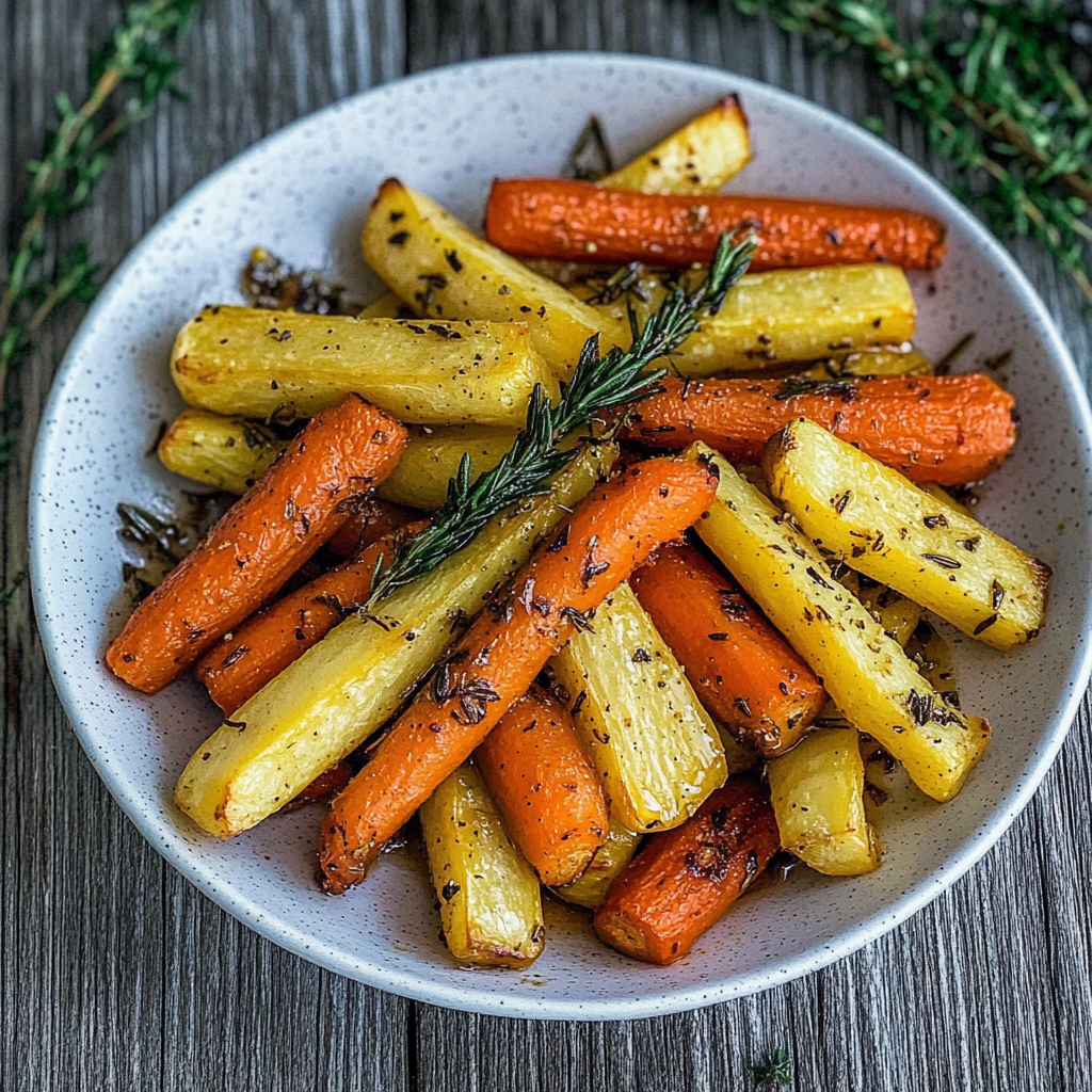 Recipe preparation for maple roasted carrots and parsnips