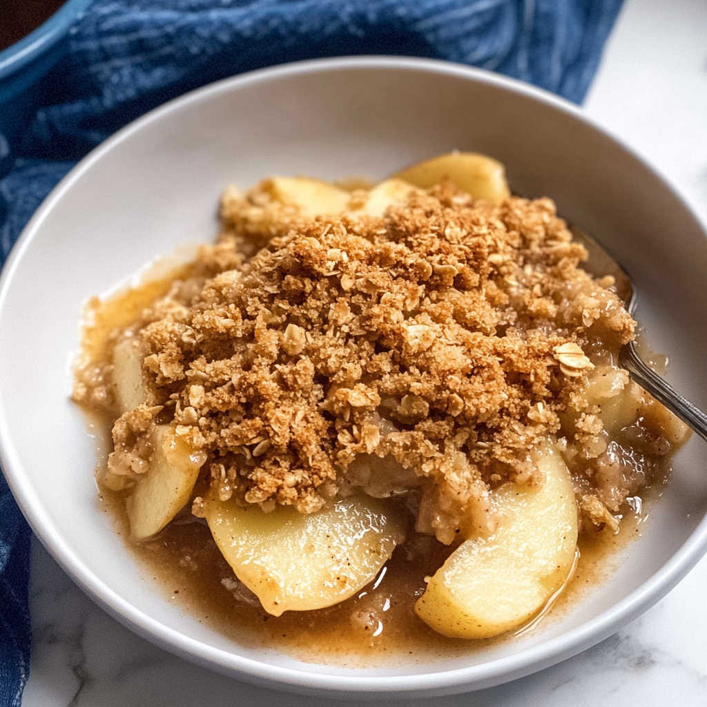 Recipe preparation for apple crisp with oat topping