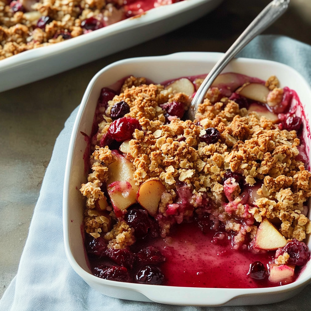 Recipe preparation for pear and cranberry crisp