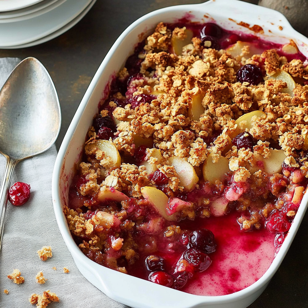 Recipe preparation for pear and cranberry crisp