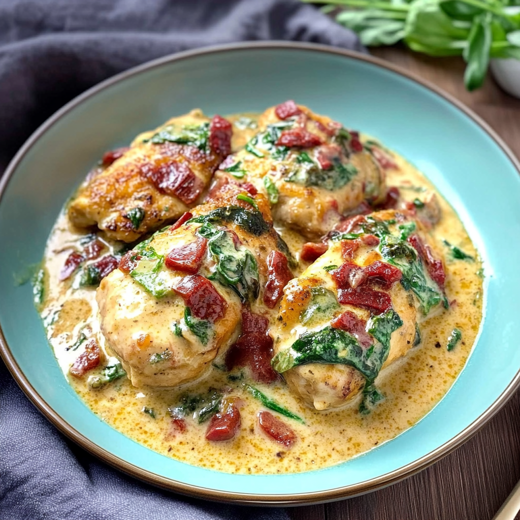 Recipe preparation for Slow Cooker Creamy Tuscan Chicken