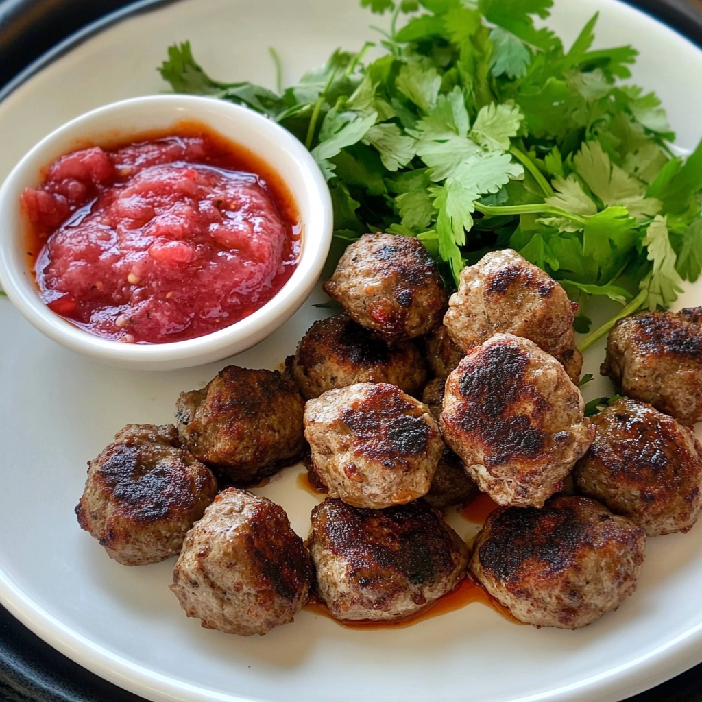 Recipe preparation for spiced lamb kofta with pomegranate sauce