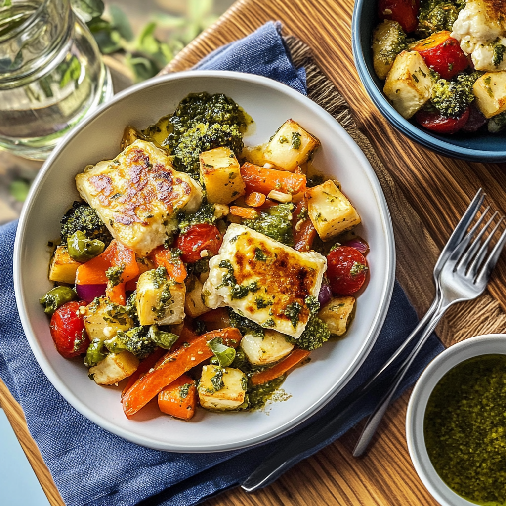 Recipe preparation for Sheet Pan Fall Vegetables with Halloumi