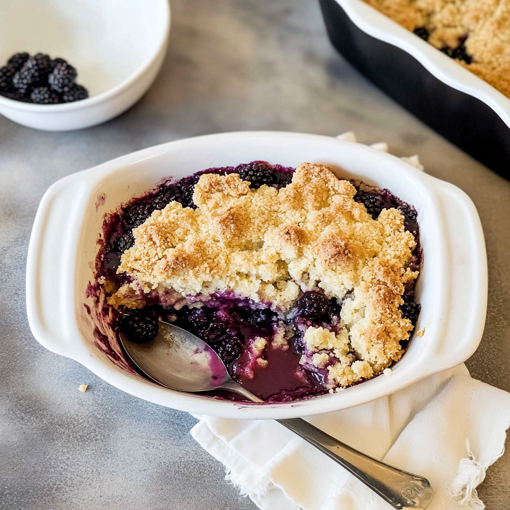 Recipe preparation for Blackberry Cobbler Dump Cake