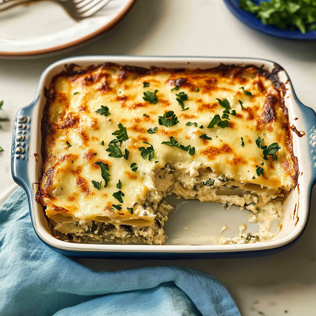 Recipe preparation for chicken alfredo lasagna