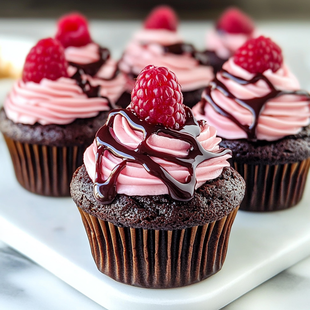 Recipe preparation for Molten Raspberry Chocolate Cupcakes