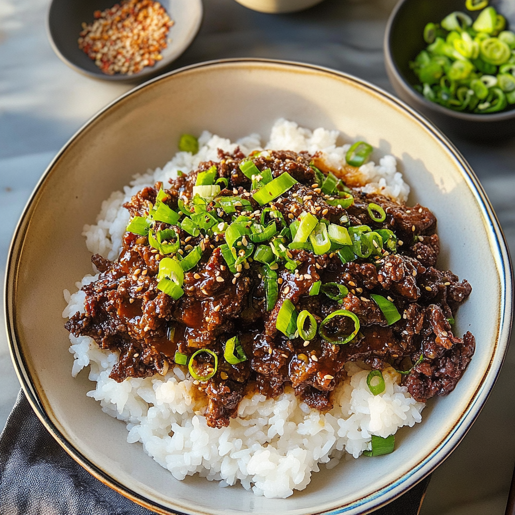 Recipe preparation for Korean Bulgogi Beef & Rice