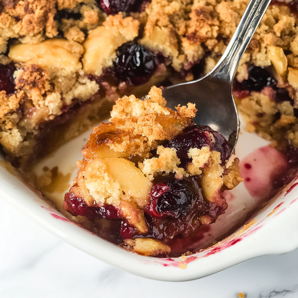 Recipe preparation for Apple Cranberry Christmas Dump Cake