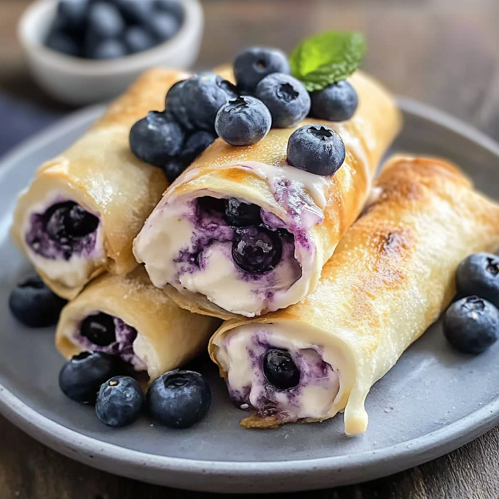 Recipe preparation for Blueberry Cream Cheese Egg Rolls