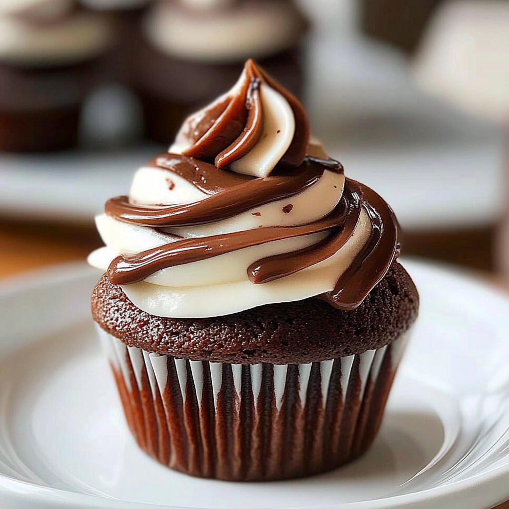 Recipe preparation for chocolate coffee cream cupcakes