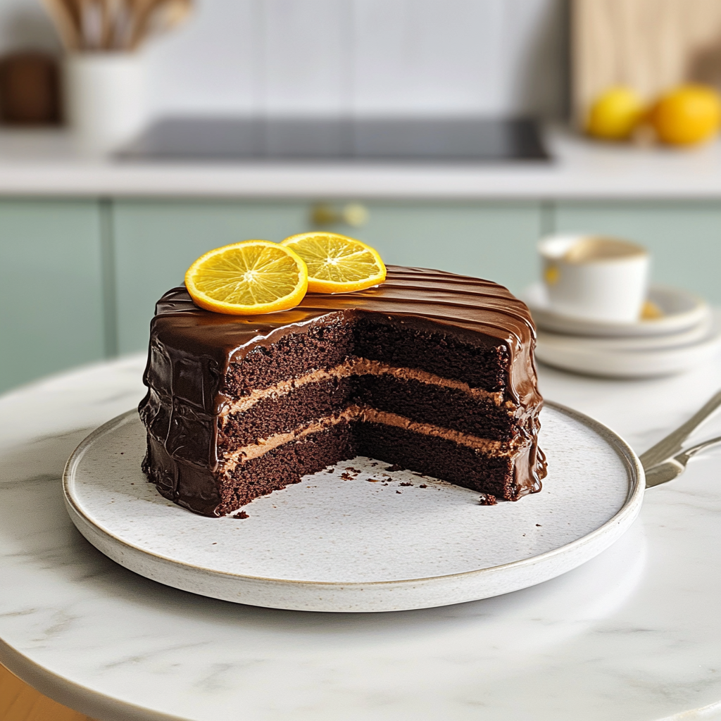 Recipe preparation for Chocolate Orange Layer Cake
