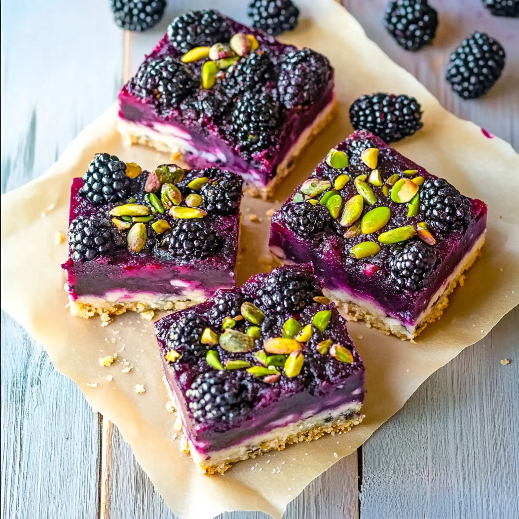Recipe preparation for Blackberry Pistachio Dream Bars