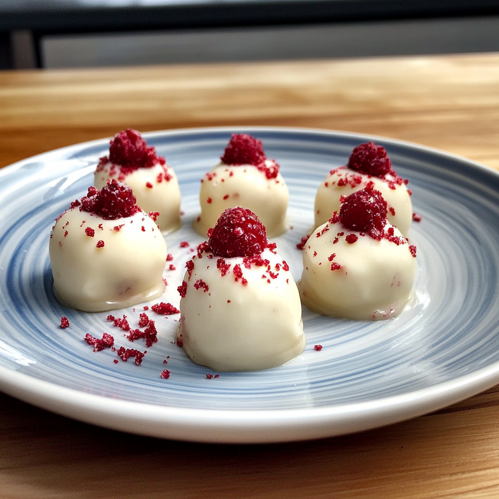 Recipe preparation for White Chocolate Raspberry Truffles