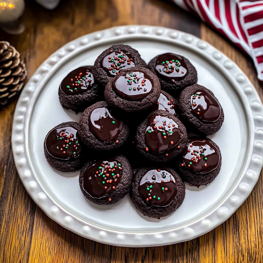 Recipe preparation for Chocolate thumbprint cookies