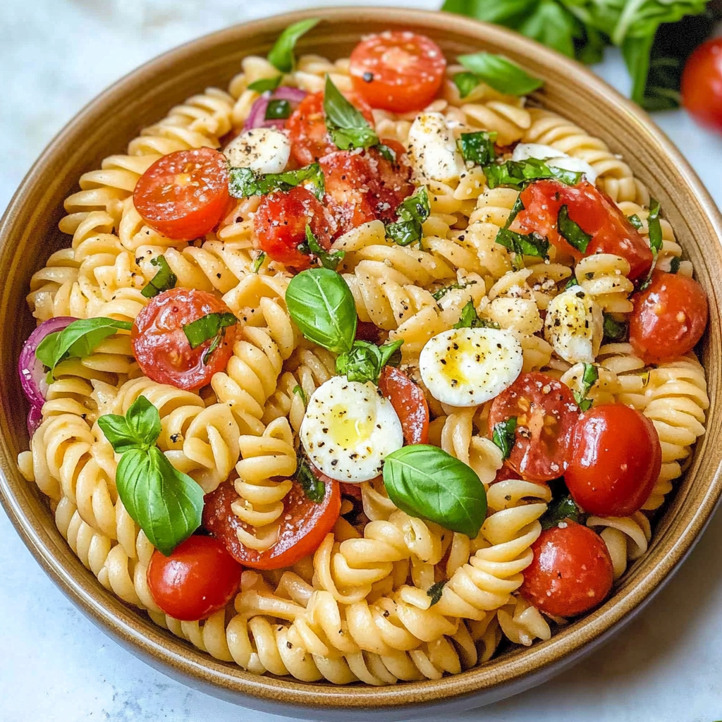 Recipe preparation for Caprese Pasta