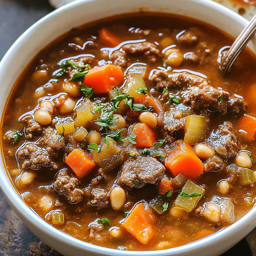 Recipe preparation for Crockpot Beef and Barley Soup