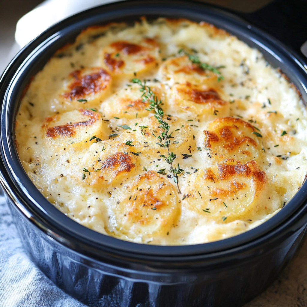 Recipe preparation for Slow Cooker Scalloped Potatoes