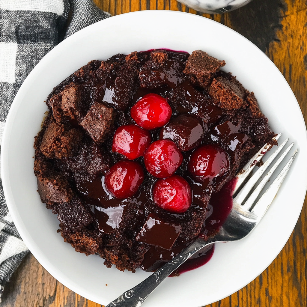 Recipe preparation for chocolate cherry dump cake