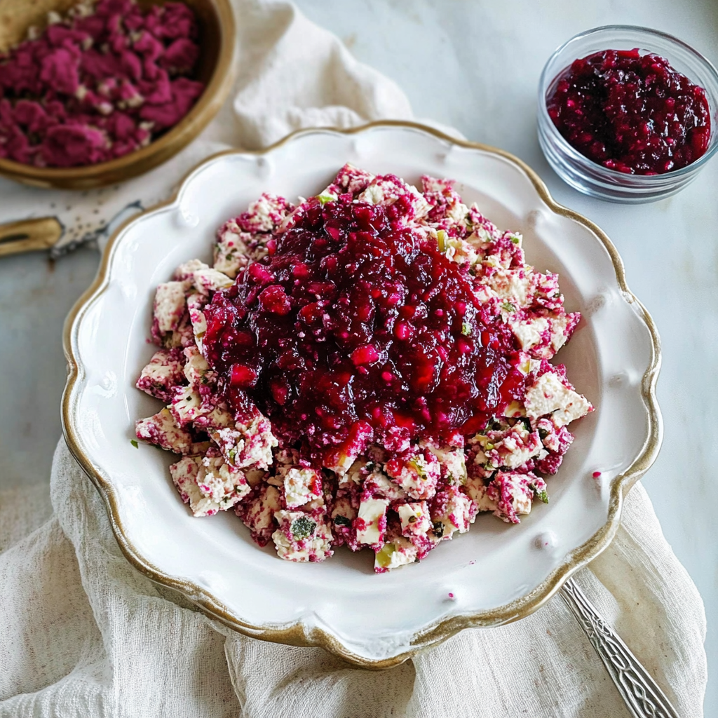 Recipe preparation for Cranberry salsa with cream cheese