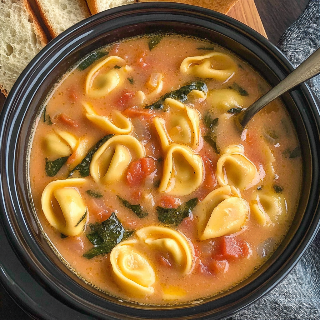 Recipe preparation for crock pot chicken tortellini soup