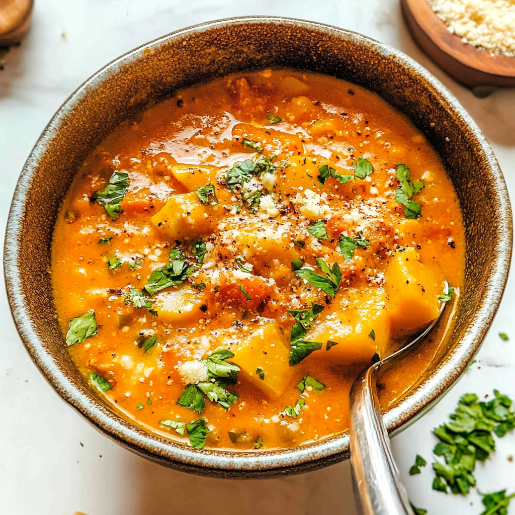 Recipe preparation for Italian Sausage Butternut Squash Soup