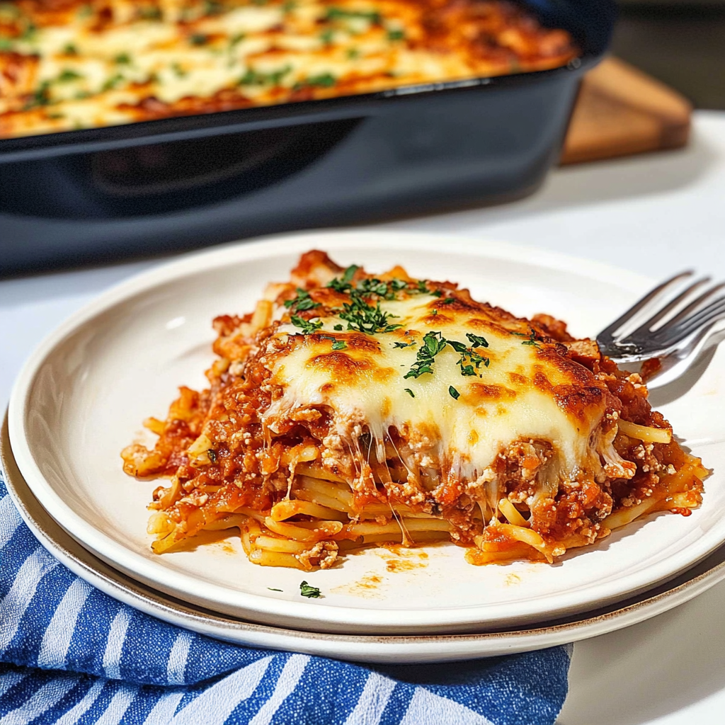 Recipe preparation for High Protein Spaghetti Casserole