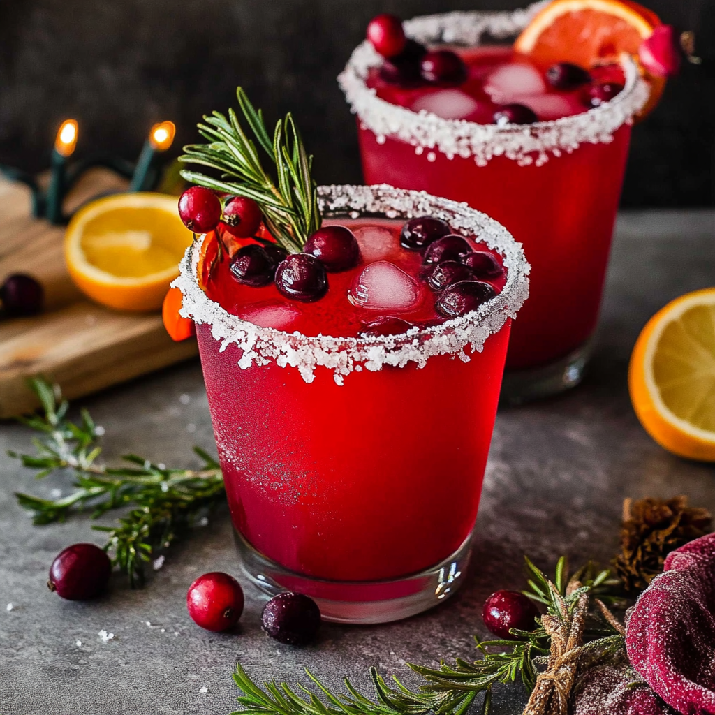 Recipe preparation for cranberry Christmas Margaritas