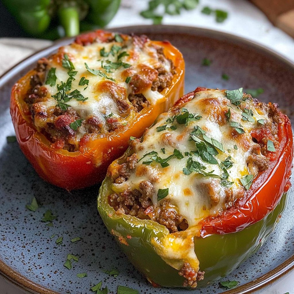 Recipe preparation for Ground Chicken Stuffed Peppers