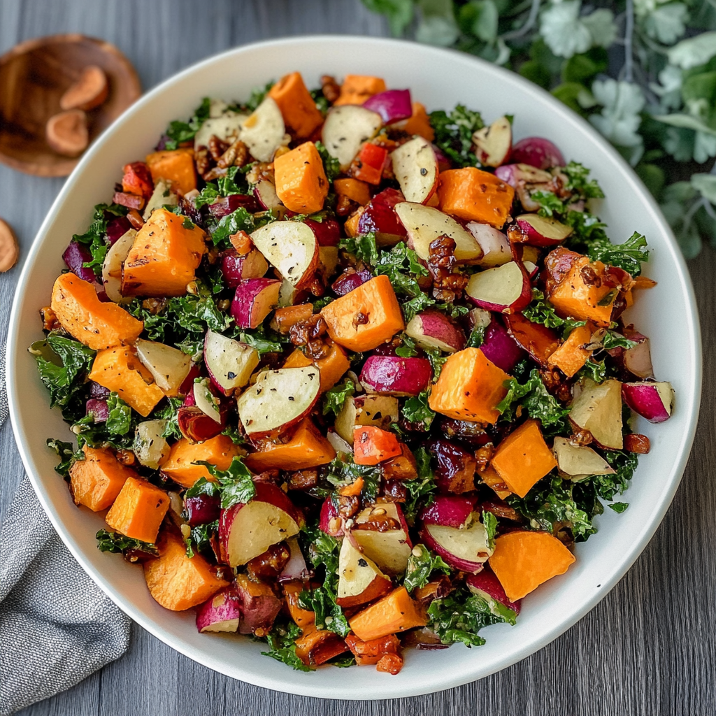 Recipe preparation for Fall Harvest Sweet Potato Salad