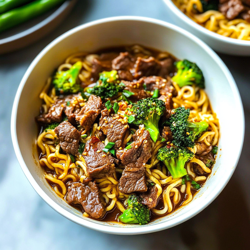 Recipe preparation for Beef and Broccoli Instant Pot Ramen