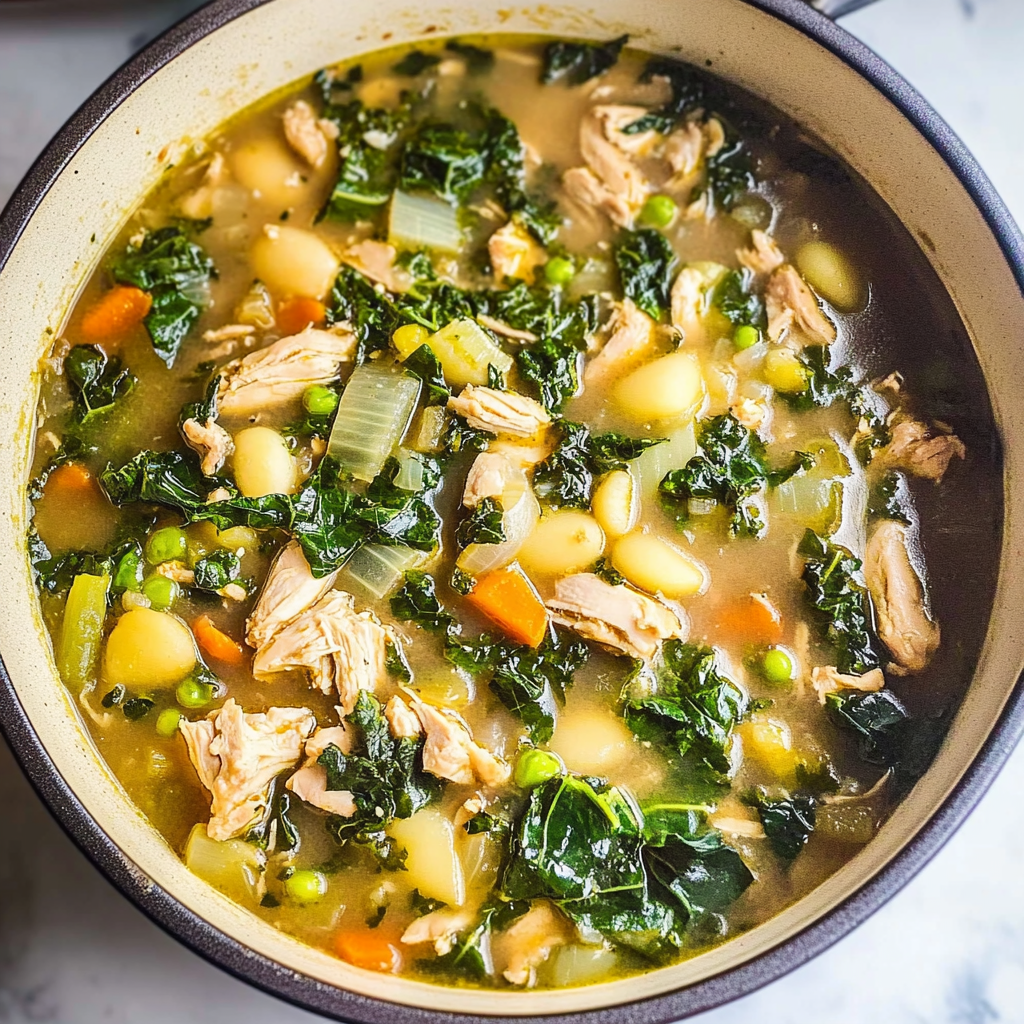 Recipe preparation for Healthy Crockpot Chicken Kale Soup