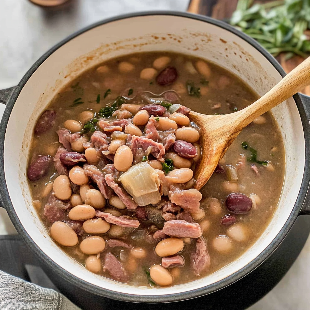Recipe preparation for Southern Pinto Beans with Ham Hocks