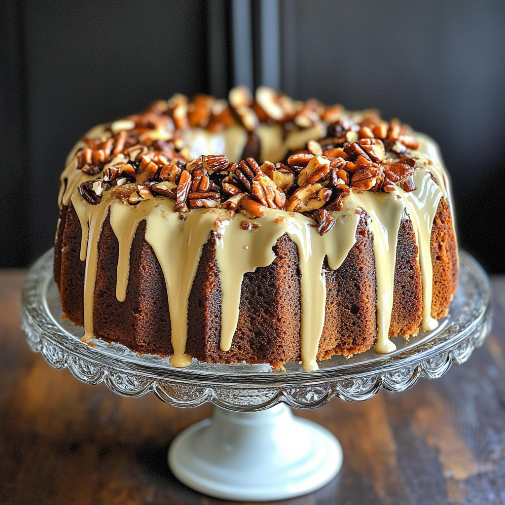 Recipe preparation for Browns Butterfinger Bundt Cake