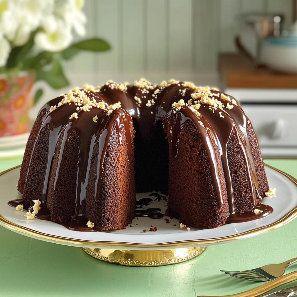 Recipe preparation for Texas Sheet Cake Bundt Cake