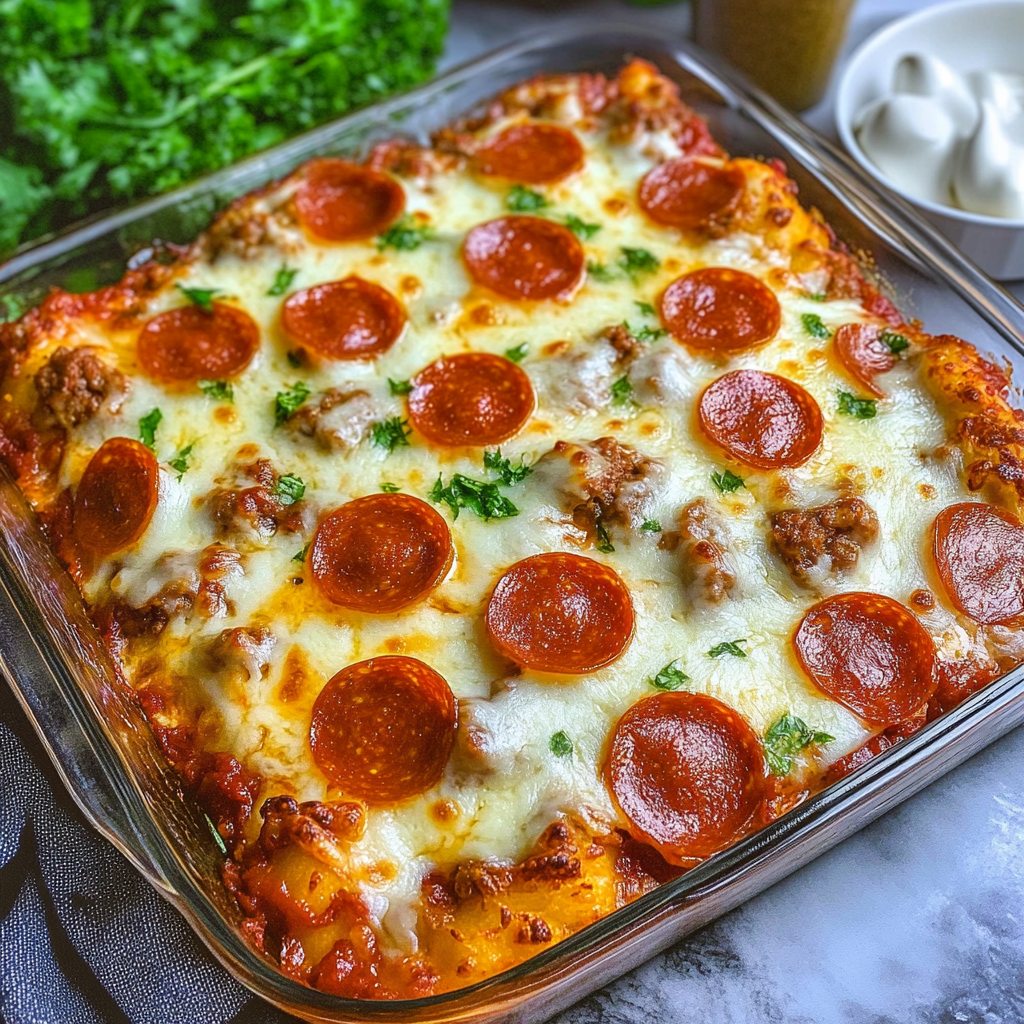Recipe preparation for Bubble Up Pizza Casserole