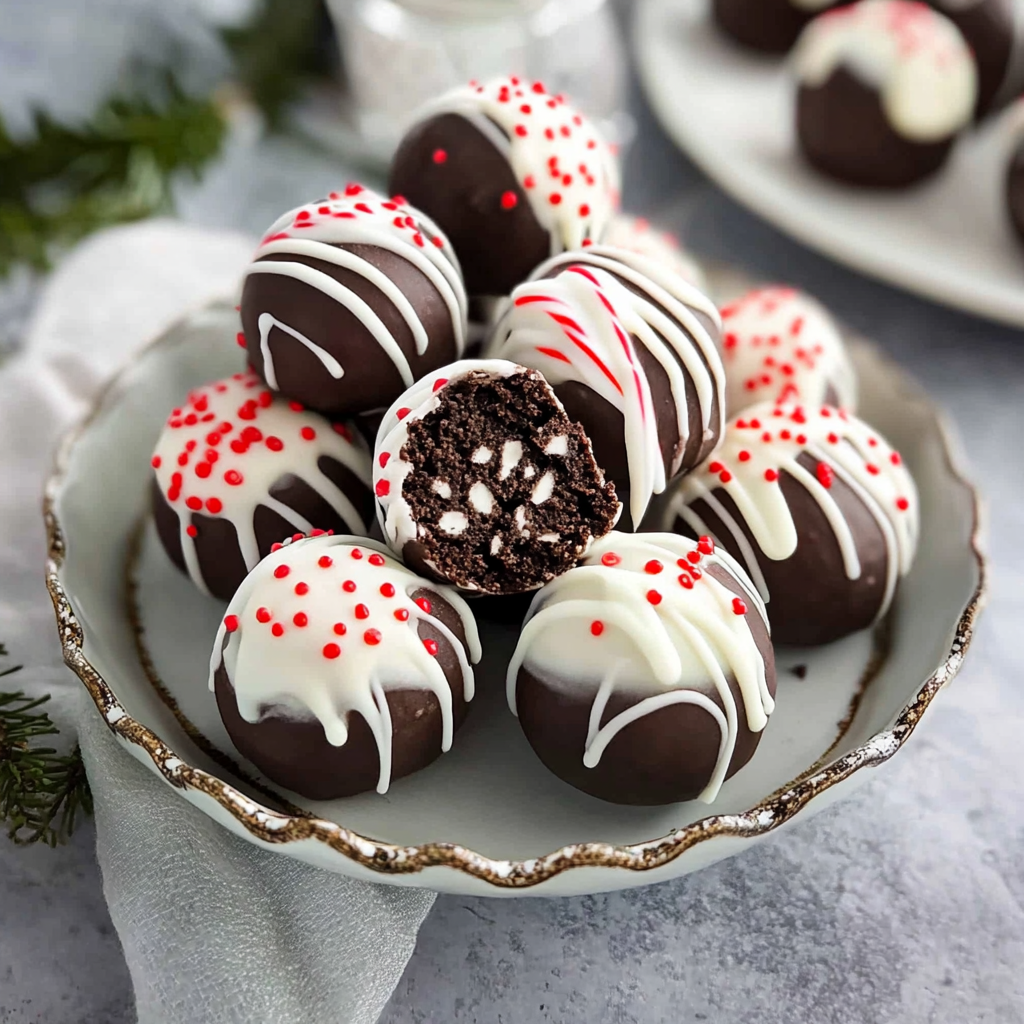 Recipe preparation for Festive Peppermint Oreo Balls