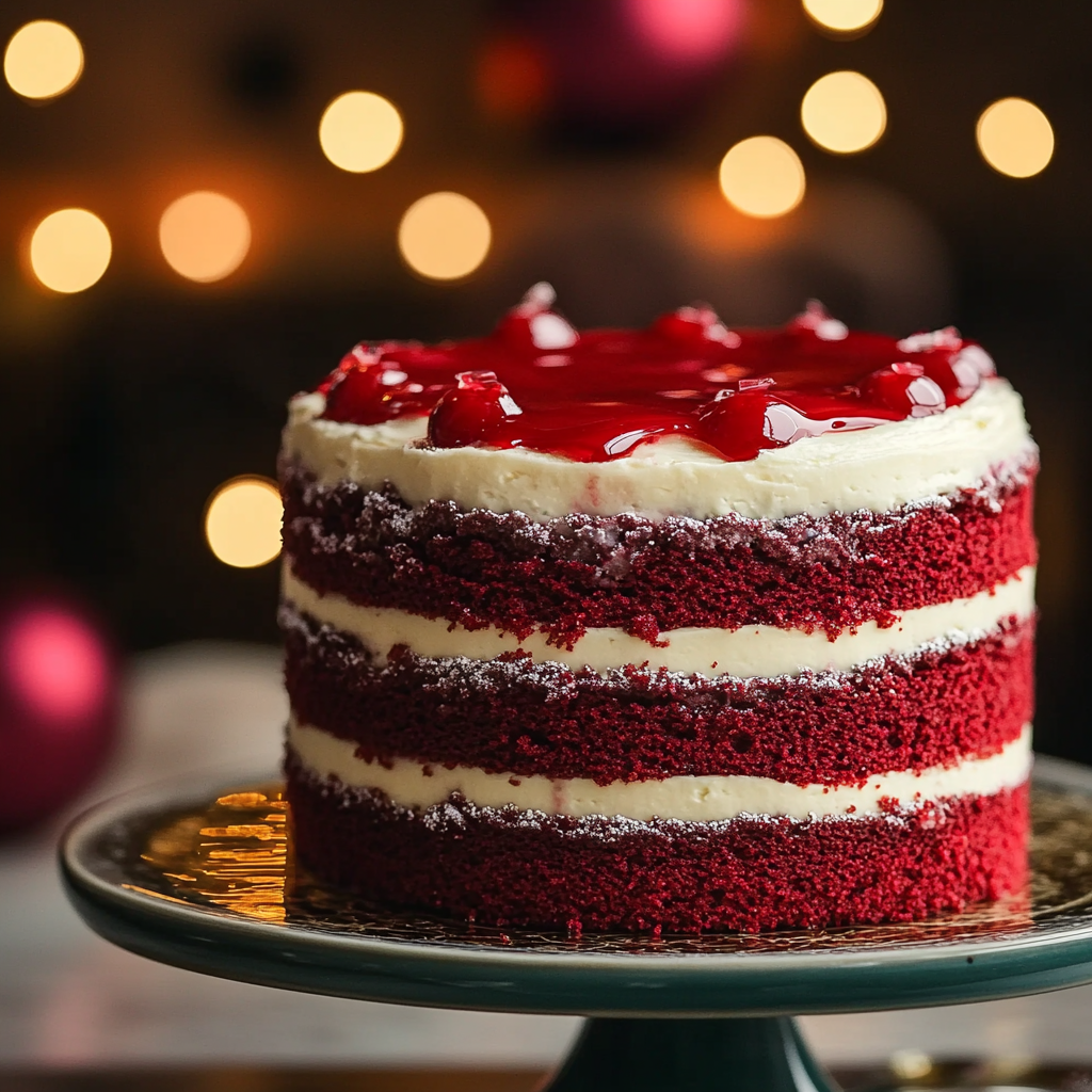 Recipe preparation for Red Velvet Christmas Cake