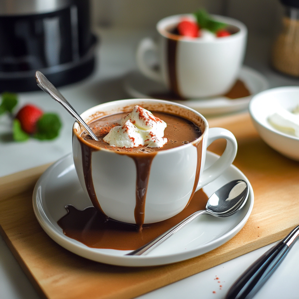 Recipe preparation for Slow Cooker Peppermint Hot Chocolate