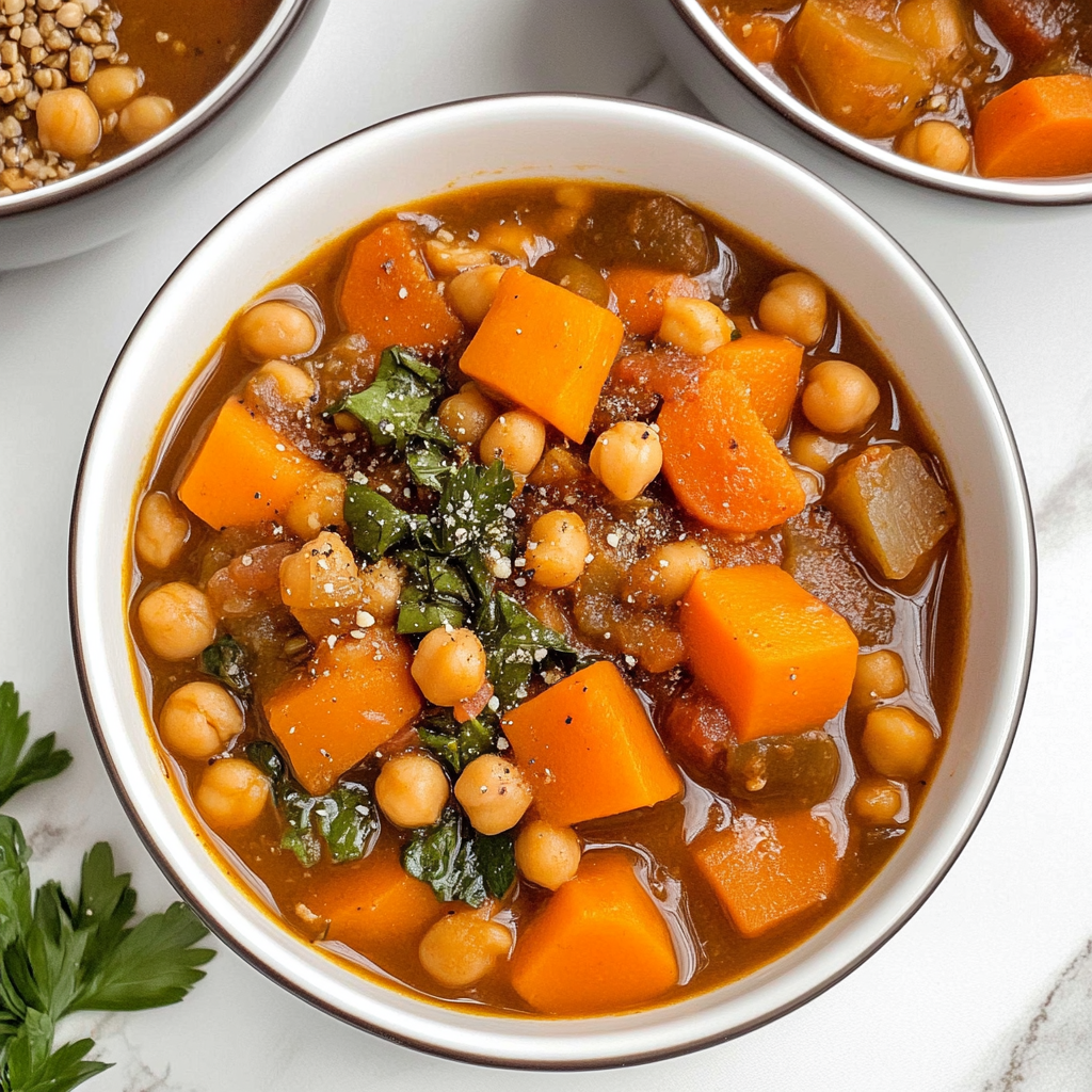 Recipe preparation for Moroccan Chickpea and Vegetable Stew
