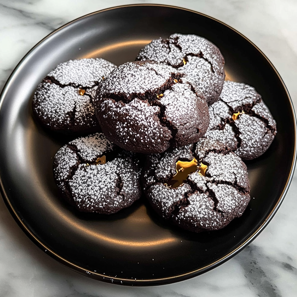 Recipe preparation for Sparkly Midnight Chocolate Cookies