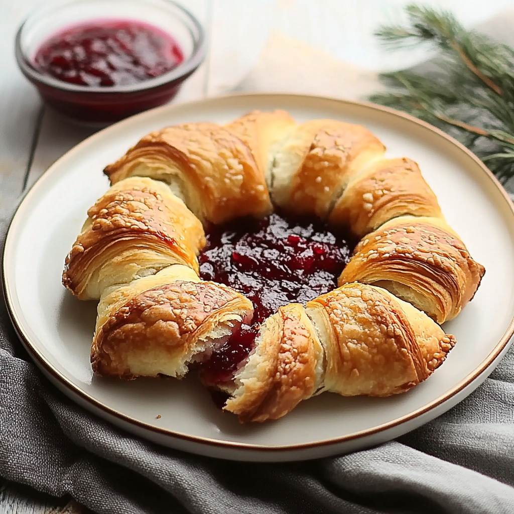 Recipe preparation for Turkey and Brie Croissants with Lingonberry Jam