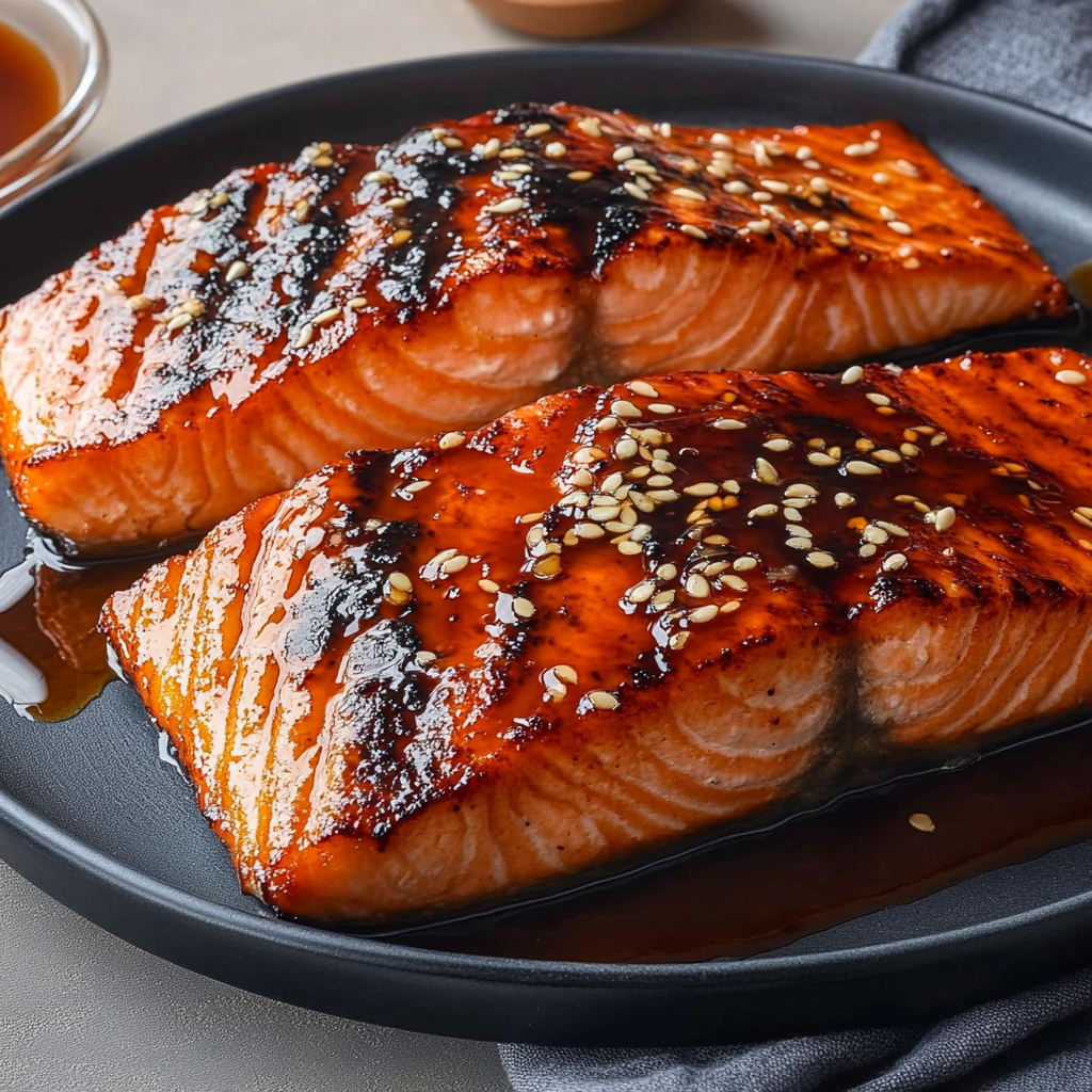 Recipe preparation for Grilled Salmon with Maple Soy Glaze