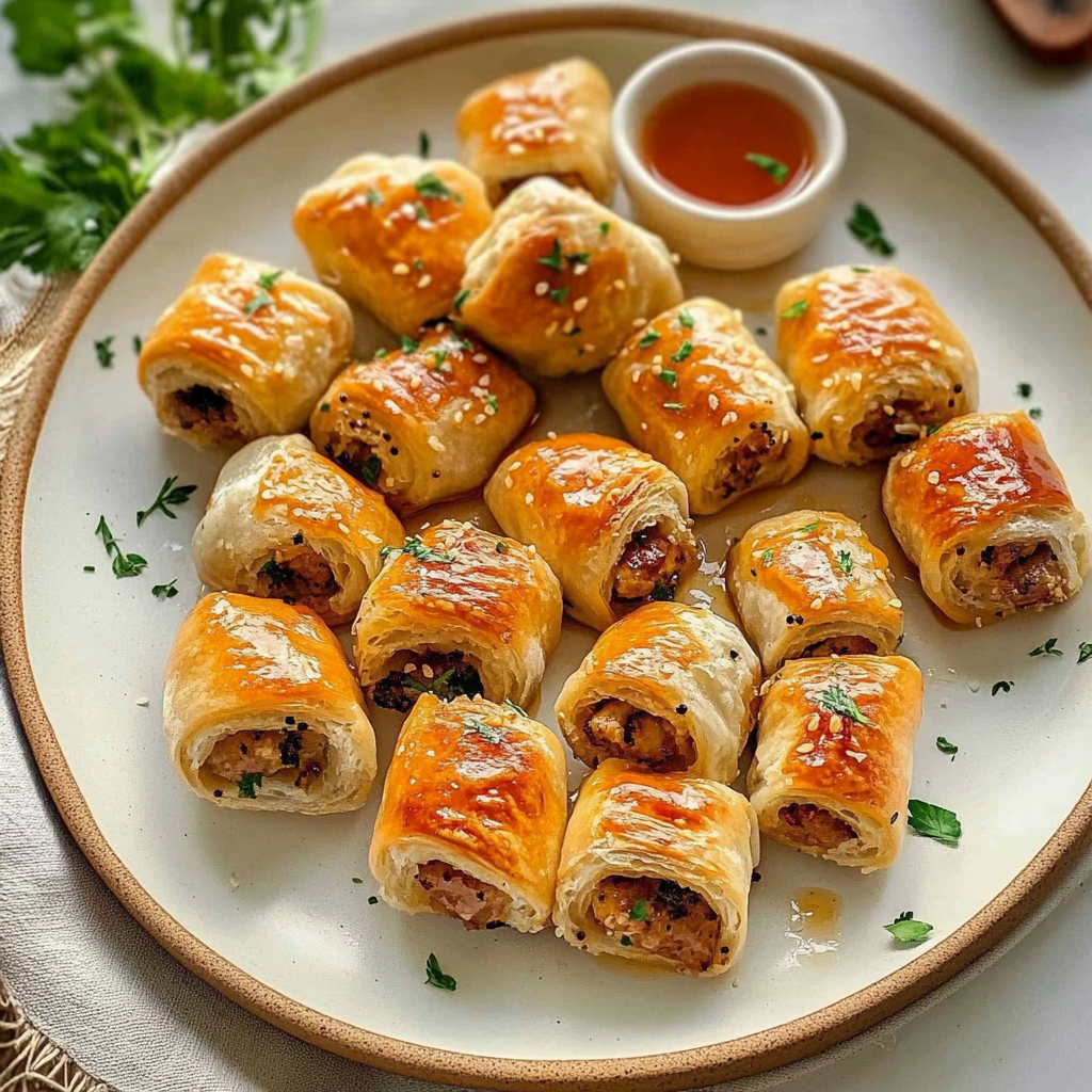 Recipe preparation for Mini Sausage Rolls with Honey Mustard